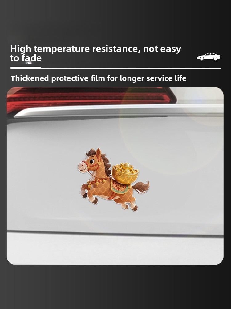 3M personality creative cute rich pony car window sticker electric car motorcycle decoration waterproof reflective car sticker