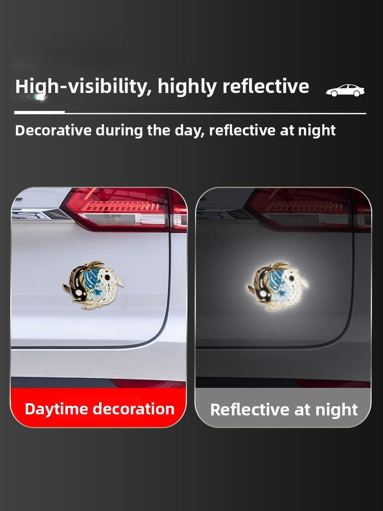 3M Yin Yang Fish Gold Reflective Car Sticker | Waterproof