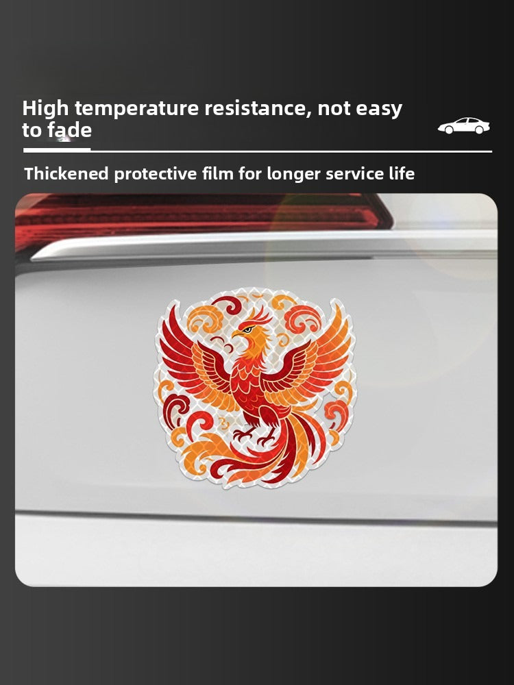 3M Green Fire Phoenix Reflective Car Sticker | Night Glow