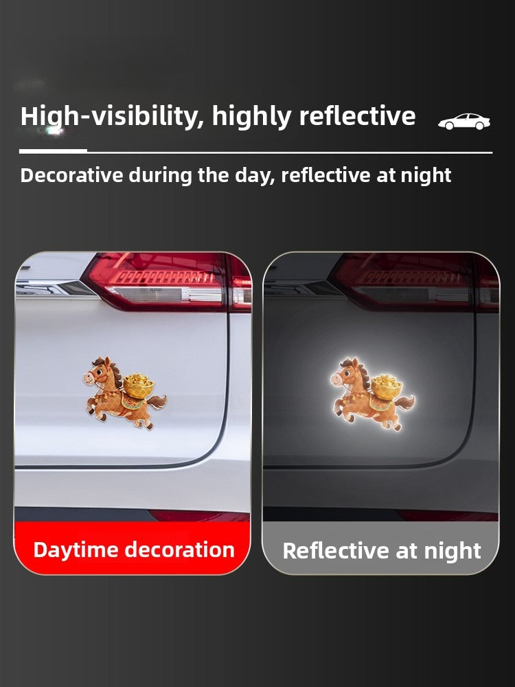 3M personality creative cute rich pony car window sticker electric car motorcycle decoration waterproof reflective car sticker