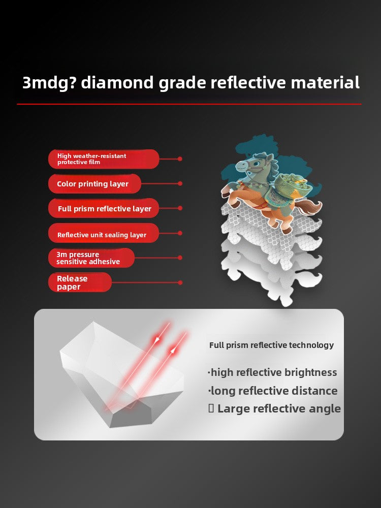 3M personality creative cute rich pony car window sticker electric car motorcycle decoration waterproof reflective car sticker