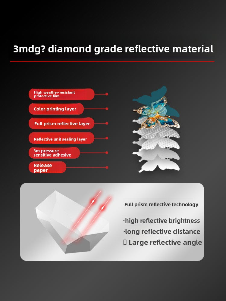 3M Glazed Butterfly Reflective Car Sticker | Waterproof