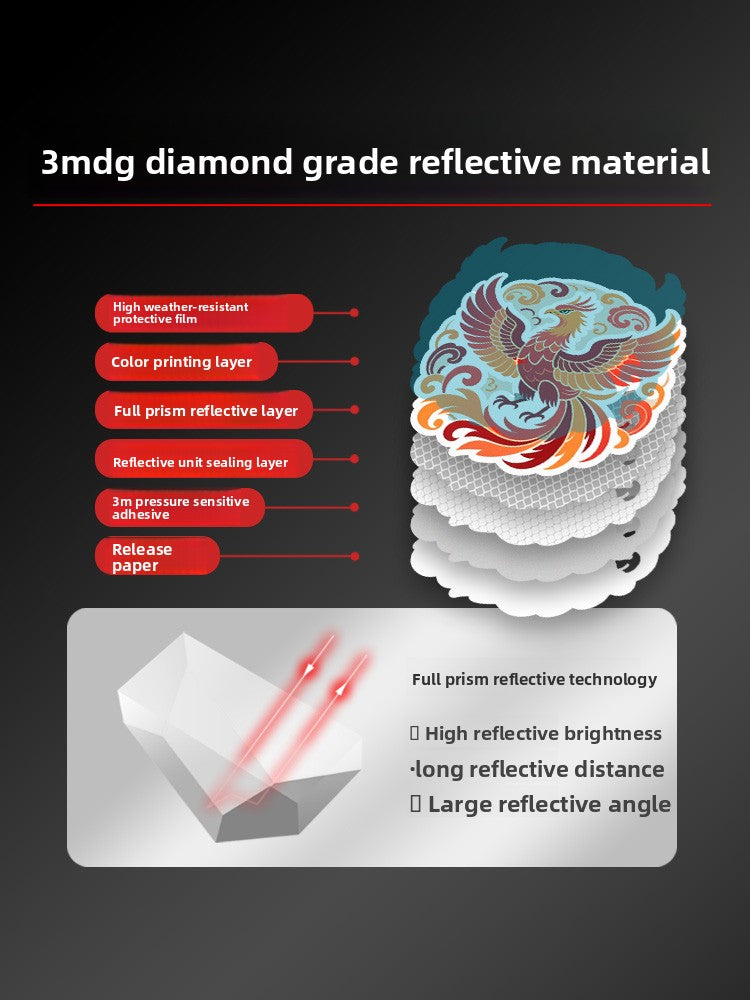 3M Green Fire Phoenix Reflective Car Sticker | Night Glow