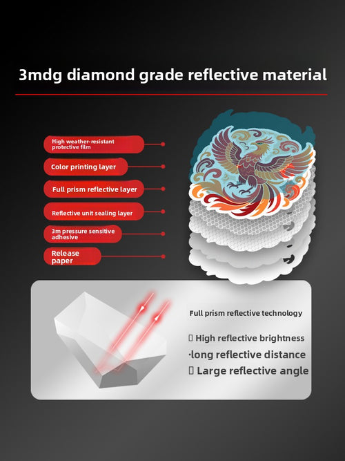 3M Green Fire Phoenix Reflective Car Sticker | Night Glow