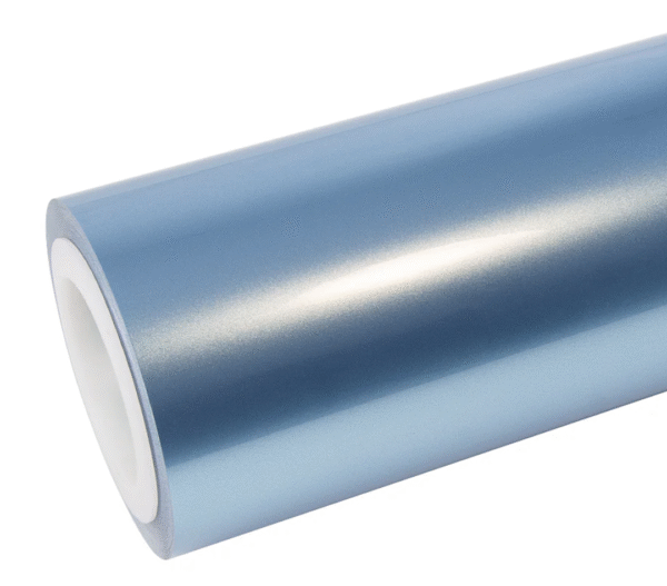Glossy Metallic Silver Lake Blue Vinyl Wrap